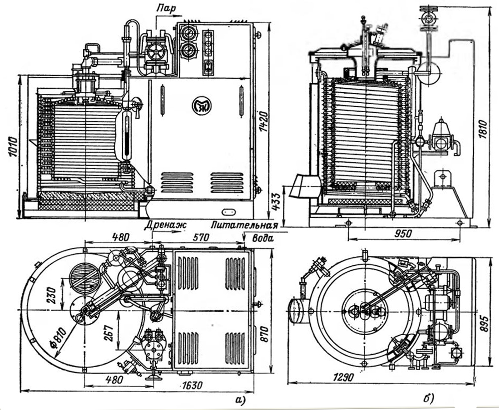 Вертикальные паровые котлы с наддувом